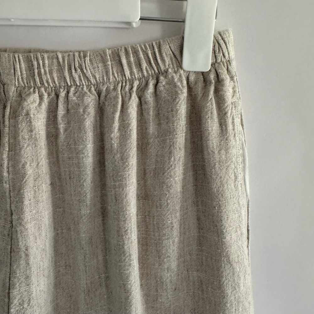 CP Shades Womens Rayon Flax Pull On Medium Pants Tapered Leg Beige Spring Summer - Picture 2 of 10